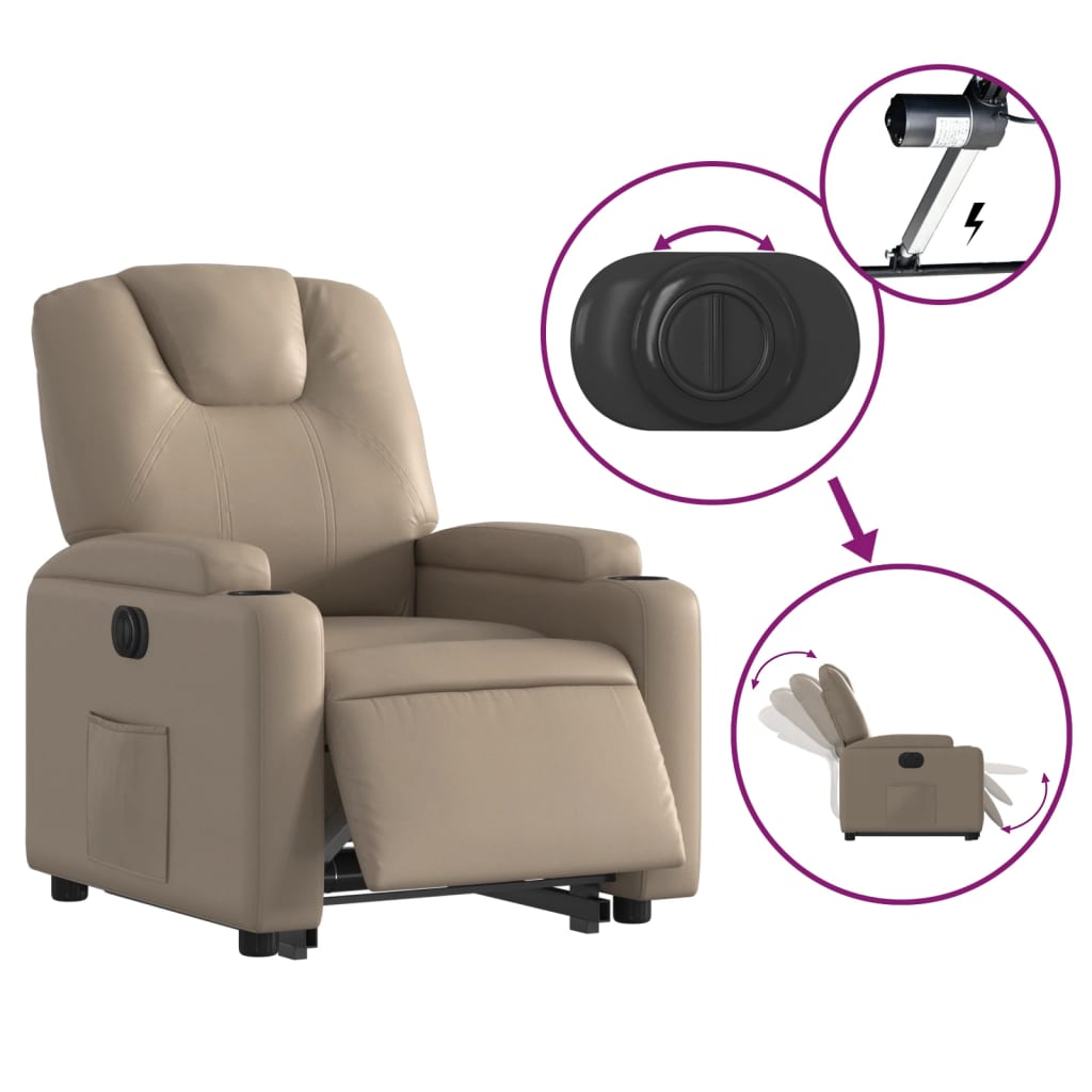 Poltrona Alzapersona Reclinante Elettrica Cappuccino Similpelle | homemem39