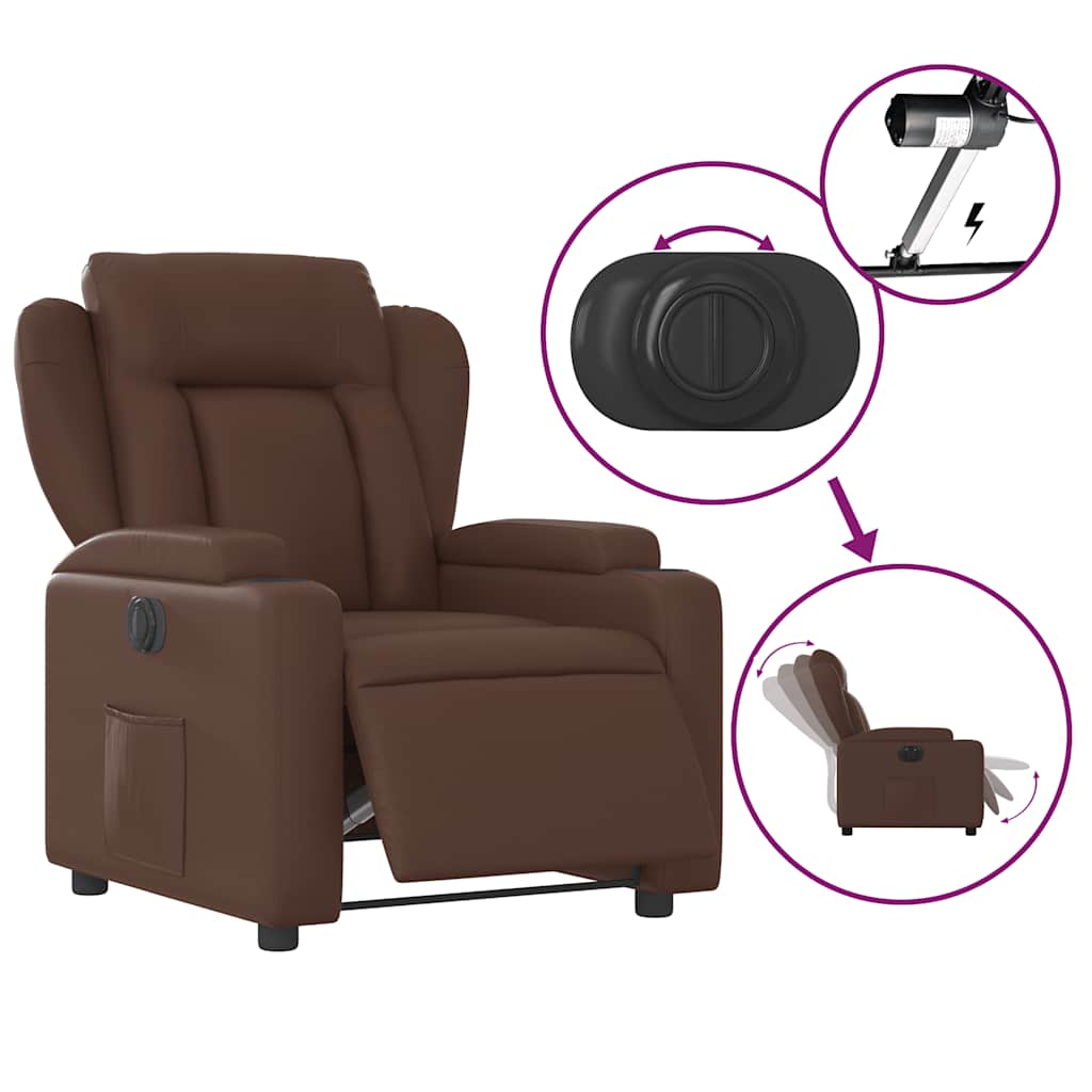 Poltrona Reclinabile Elettrica Marrone in Similpelle | homemem39