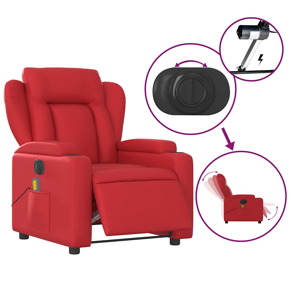 Poltrona Massaggio Elettrica Reclinabile Rosso Similpelle | homemem39