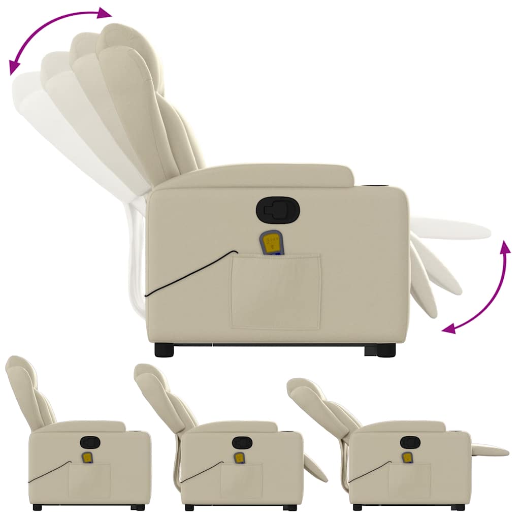 Poltrona Alzapersona Reclinabile Massaggio Crema Similpelle - homemem39