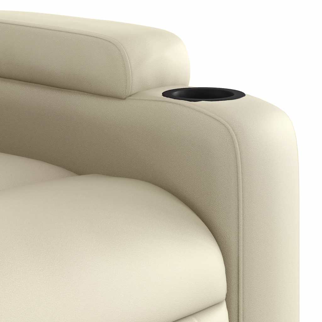 Poltrona Alzapersona Reclinabile Massaggio Crema Similpelle | homemem39