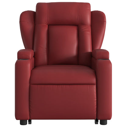Poltrona Alzapersone Massaggi Reclinabile Rosso Vino Similpelle | homemem39