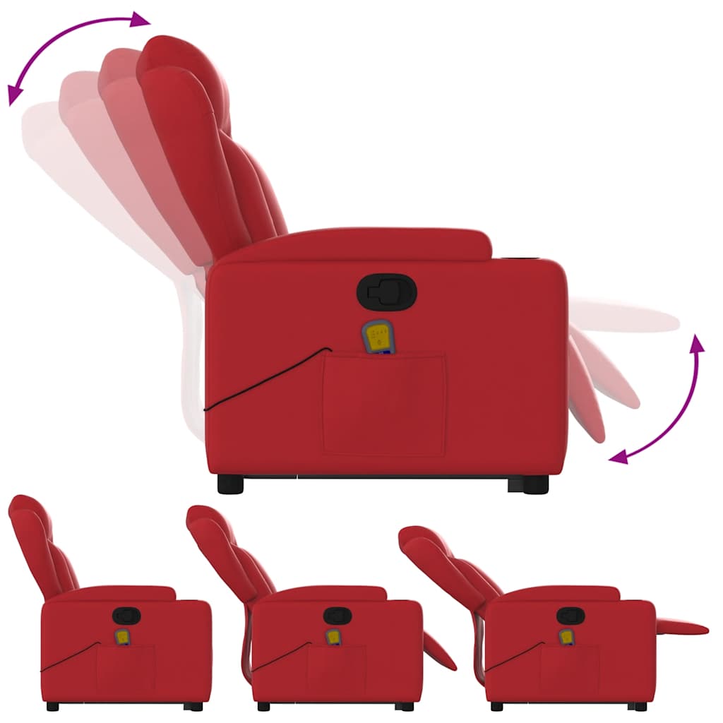 Poltrona Alzapersona Reclinabile Massaggio Rosso in Similpelle | homemem39