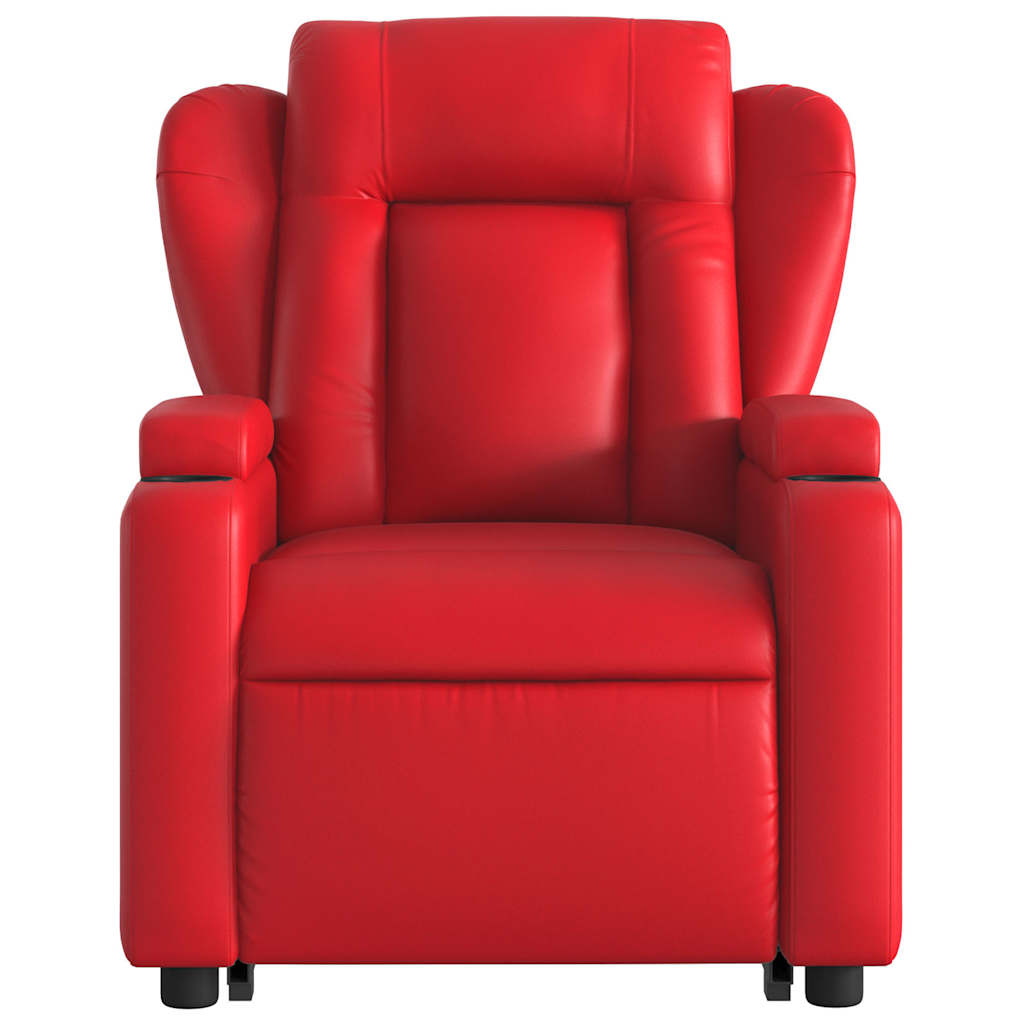 Poltrona Alzapersona Reclinabile Massaggio Rosso in Similpelle | homemem39
