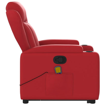 Poltrona Alzapersona Reclinabile Massaggio Rosso in Similpelle | homemem39