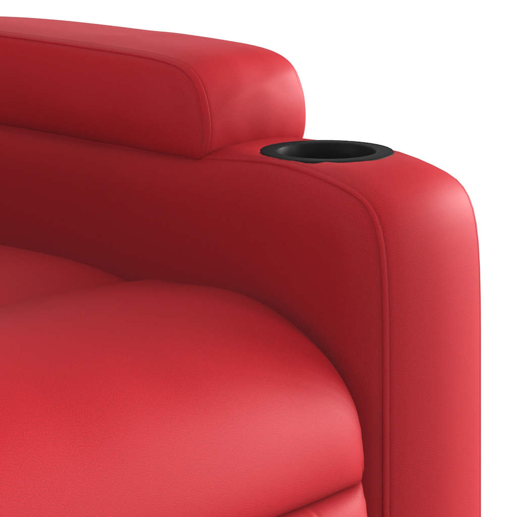 Poltrona Alzapersona Reclinabile Massaggio Rosso in Similpelle | homemem39