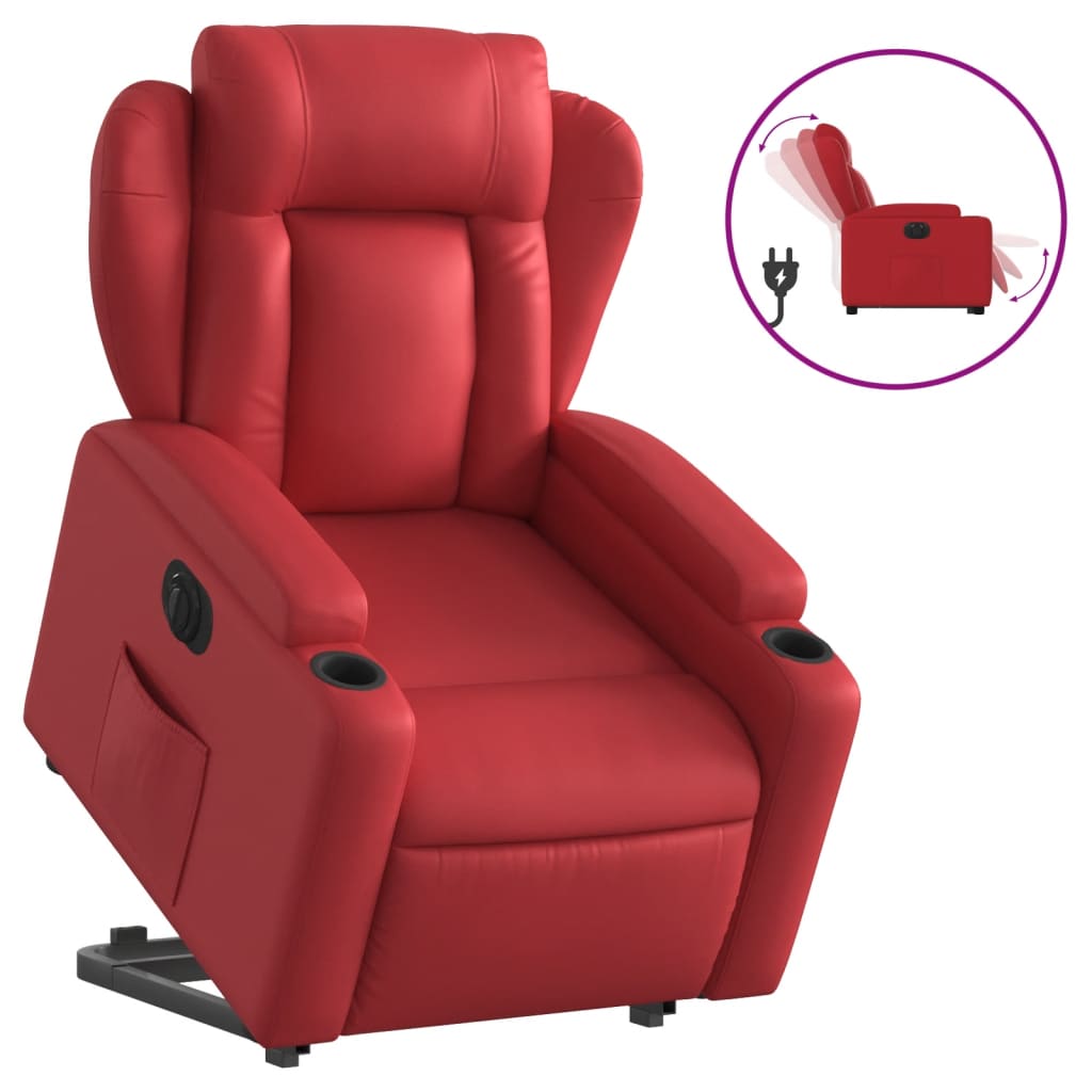 Poltrona Alzapersona Reclinabile Elettrica Rossa in Similpelle | homemem39