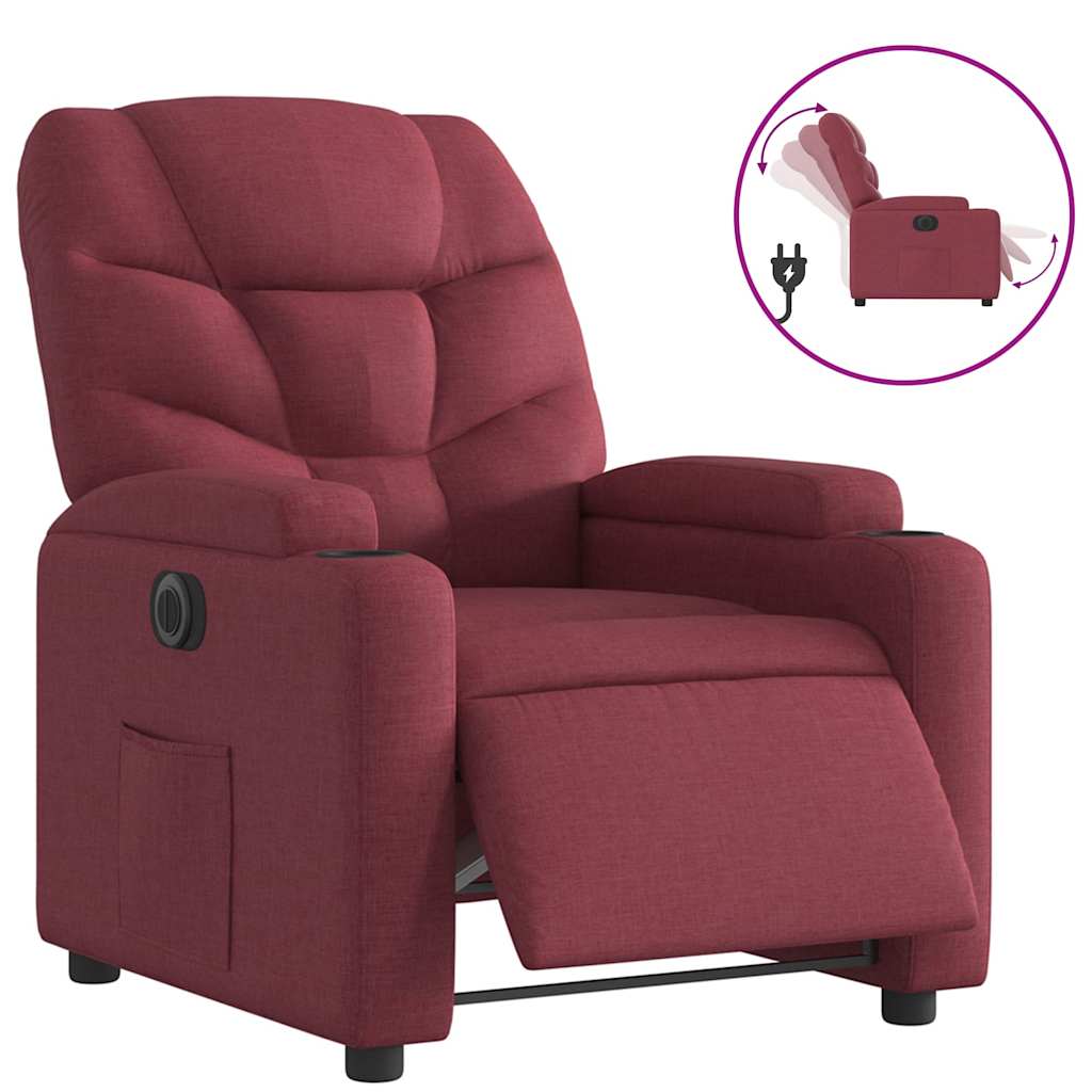 Poltrona Elettrica Reclinabile Rosso Vino in Tessuto | homemem39