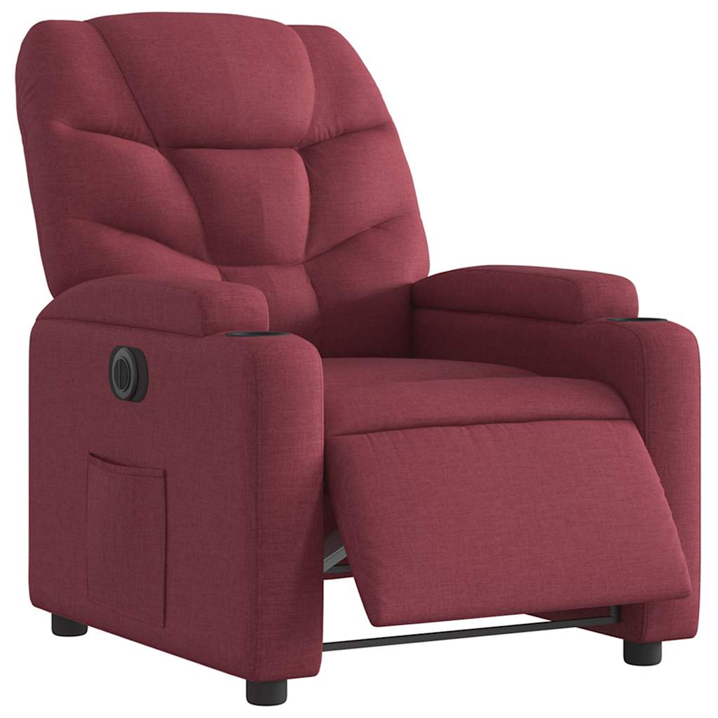 Poltrona Elettrica Reclinabile Rosso Vino in Tessuto | homemem39