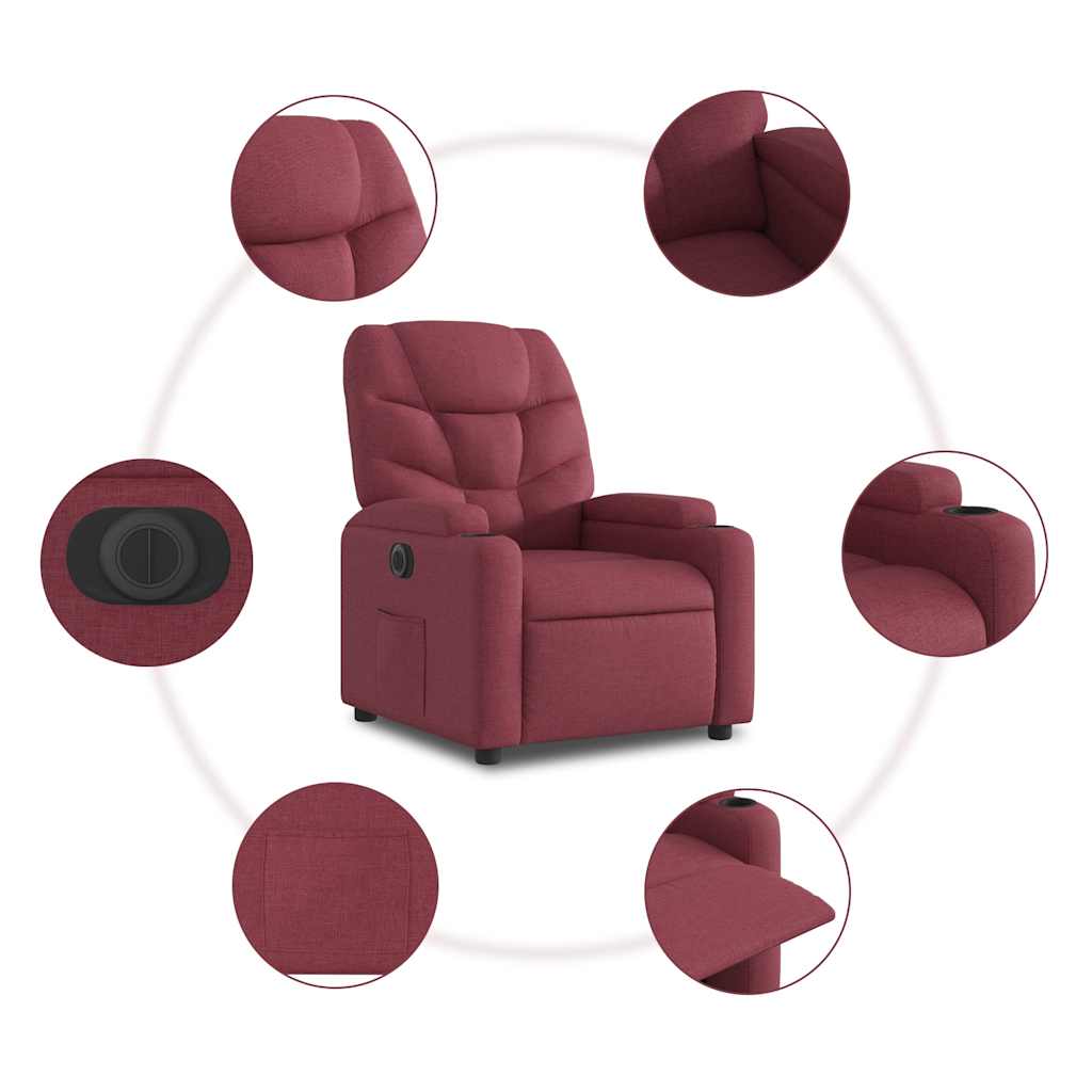 Poltrona Elettrica Reclinabile Rosso Vino in Tessuto | homemem39