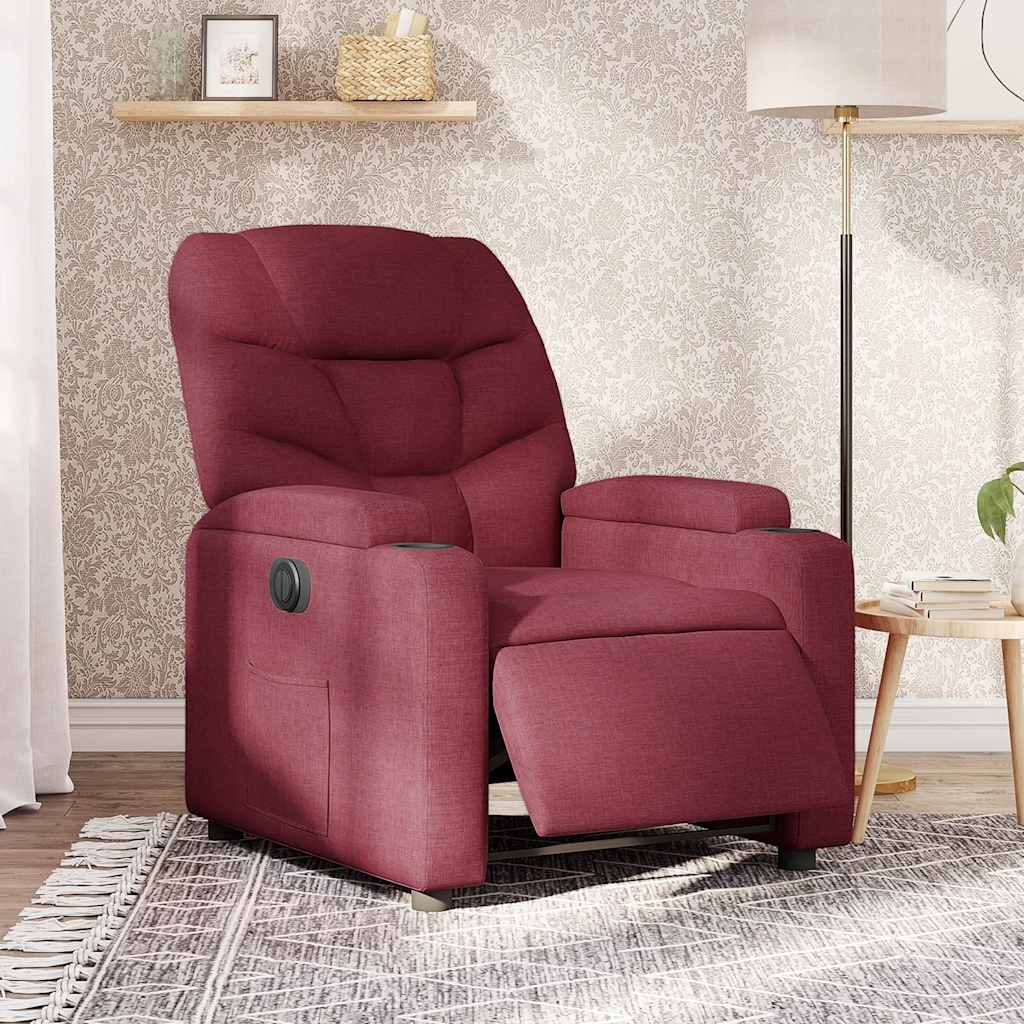Poltrona Elettrica Reclinabile Rosso Vino in Tessuto | homemem39