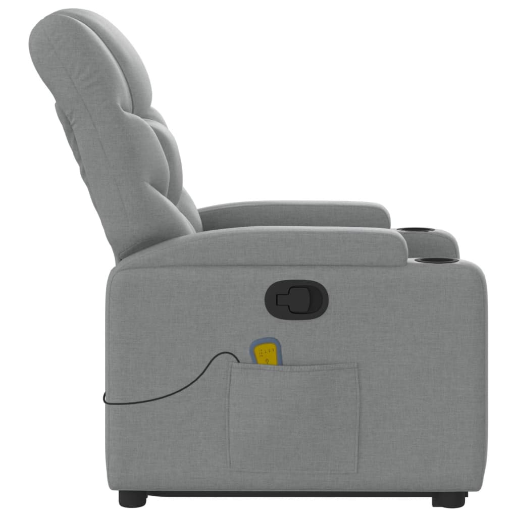 Poltrona Alzapersona Massaggi Reclinabile Grigio Chiaro Tessuto | homemem39