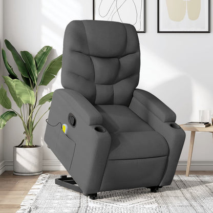 Poltrona Alzapersona Massaggi Reclinabile Grigio Scuro Tessuto | homemem39