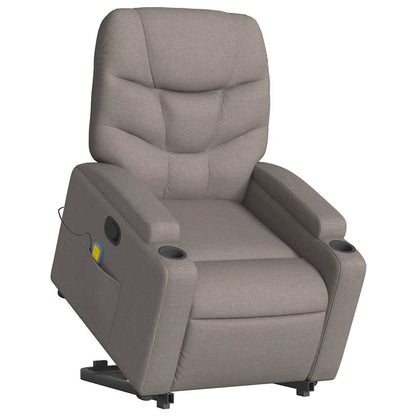 Poltrona Alzapersona Massaggiante Reclinabile Tortora Tessuto | homemem39