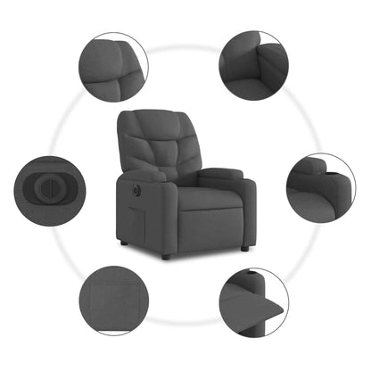 Poltrona Alzapersona Reclinabile Elettrica Grigio Scuro Tessuto | homemem39