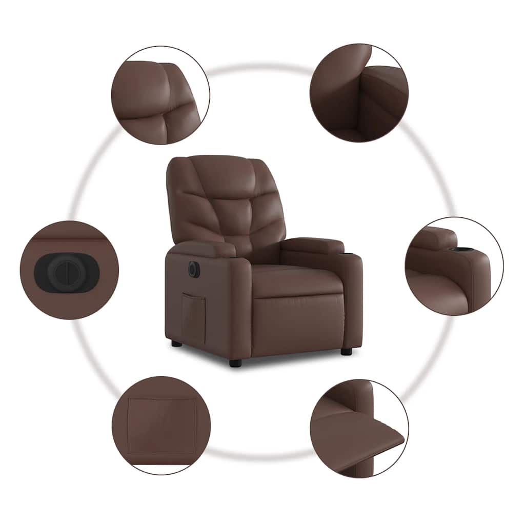 Poltrona Reclinabile Elettrica Marrone in Similpelle | homemem39