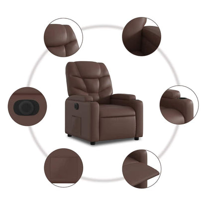 Poltrona Reclinabile Elettrica Marrone in Similpelle | homemem39