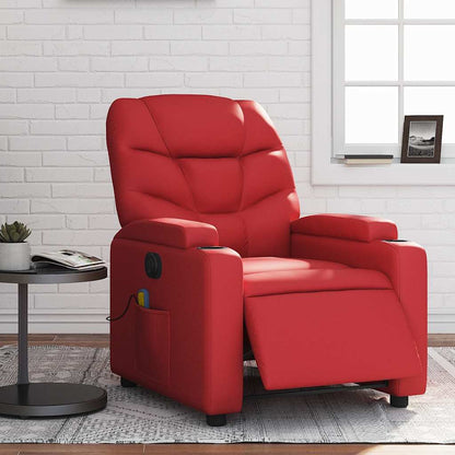 Poltrona Massaggio Elettrica Reclinabile Rosso Similpelle | homemem39