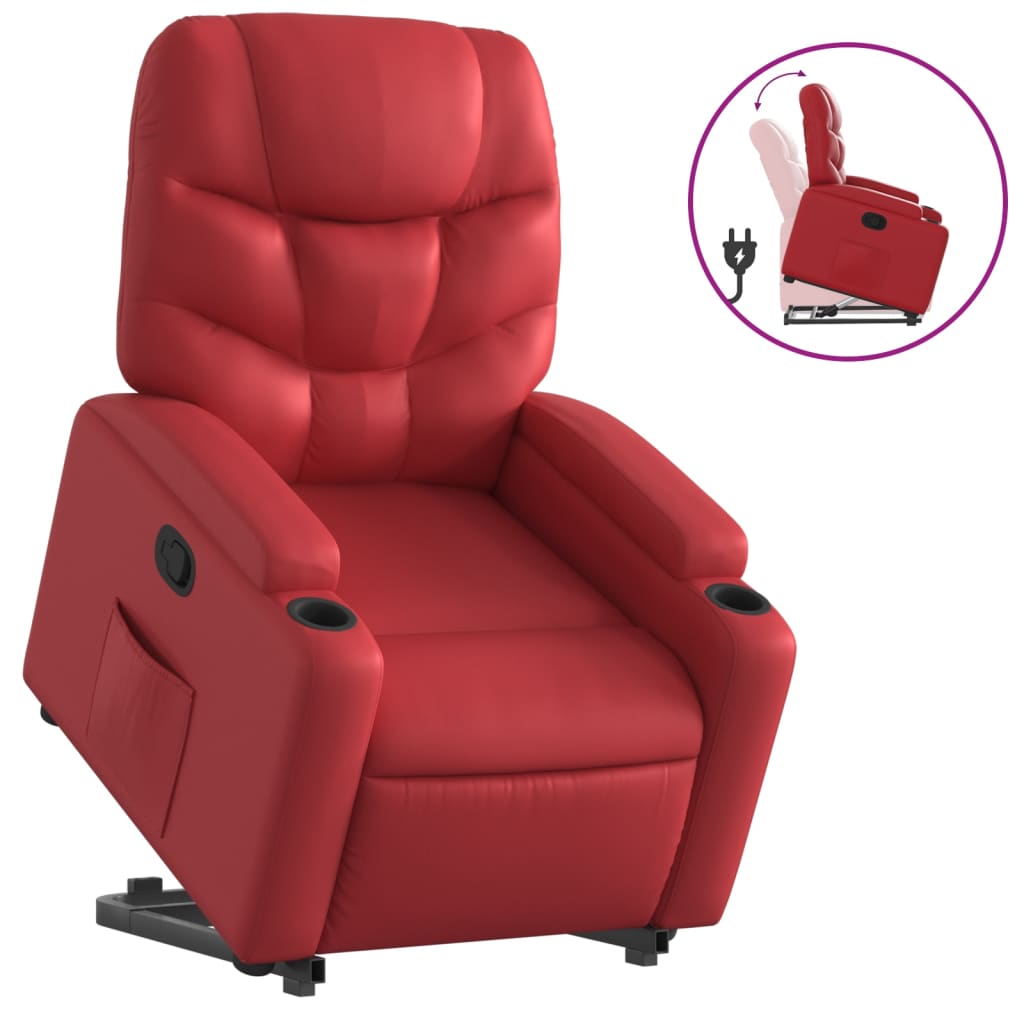 Poltrona Alzapersona Reclinabile Rosso in Similpelle | homemem39