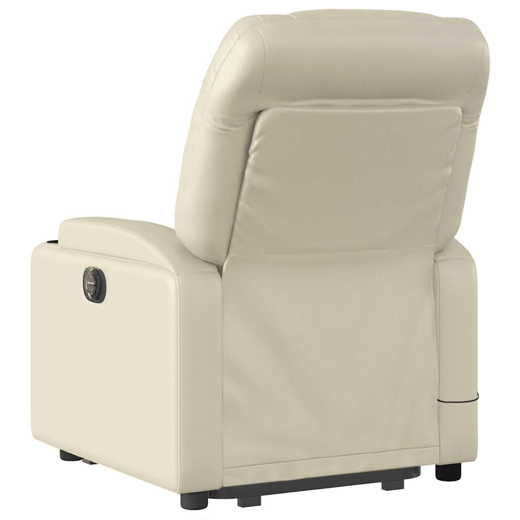 Poltrona Alzapersona Reclinabile Massaggio Crema Similpelle | homemem39