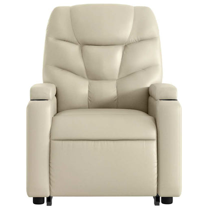 Poltrona Alzapersona Reclinabile Massaggio Crema Similpelle | homemem39