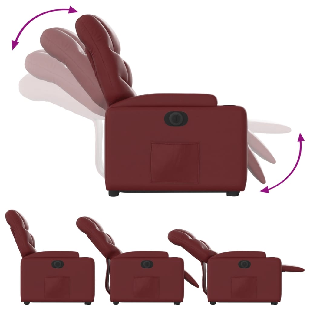 Poltrona Alzapersona Reclinabile Rosso Vino in Similpelle | homemem39