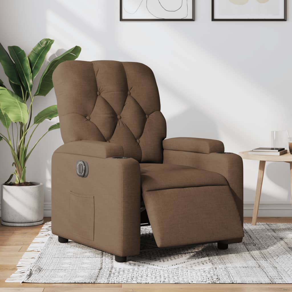 Poltrona Elettrica Reclinabile Marrone in Tessuto | homemem39