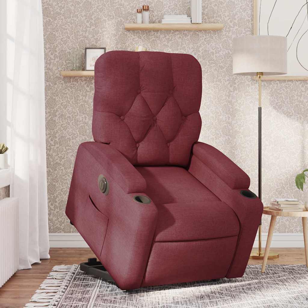 Poltrona Alzapersona Reclinabile Elettrica Rosso Vino Tessuto | homemem39