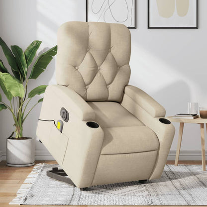 Poltrona Alzapersona Massaggiante Elettrica Crema in Tessuto | homemem39