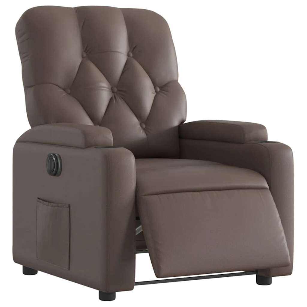 Poltrona Reclinabile Elettrica Marrone in Similpelle | homemem39