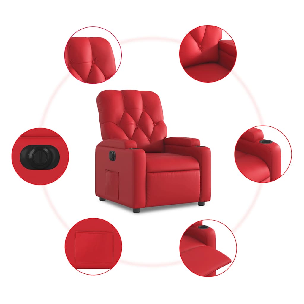 Poltrona Reclinabile Elettrica Rossa in Similpelle | homemem39