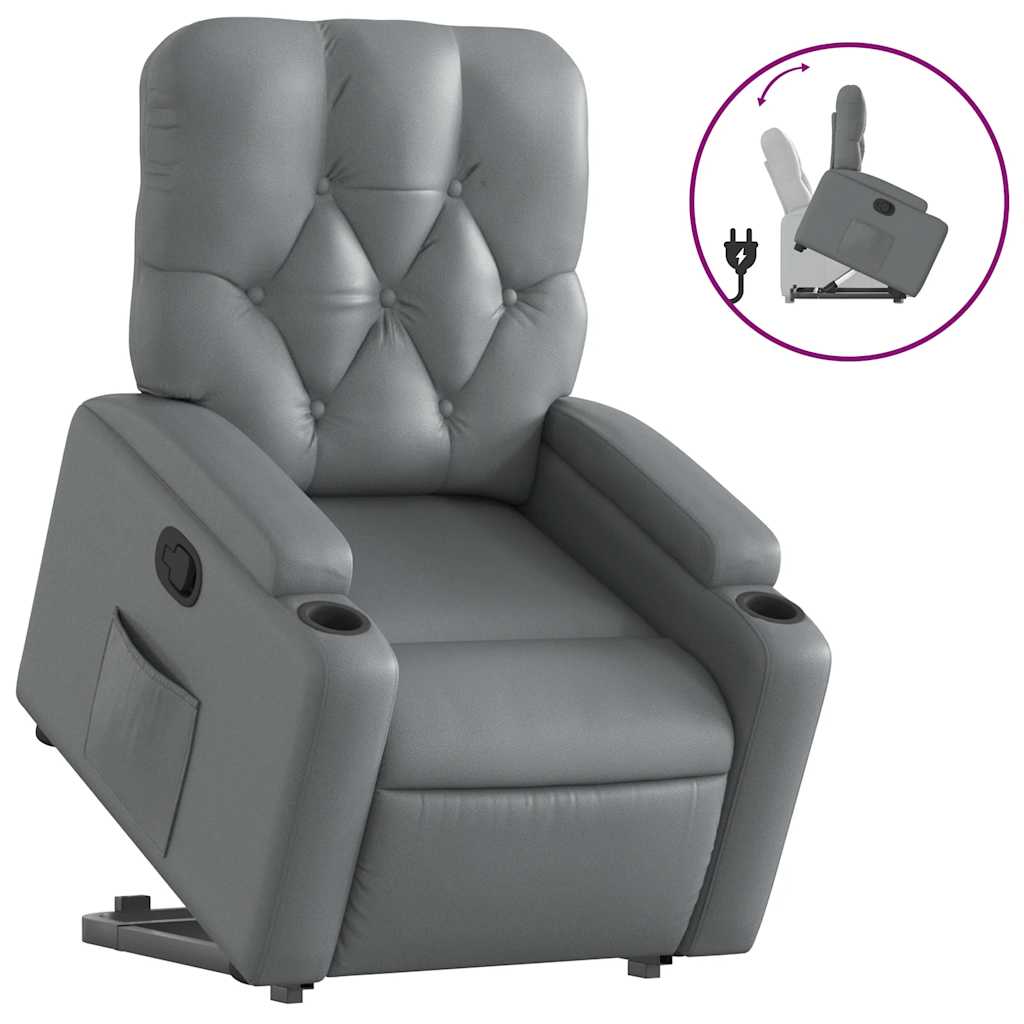 Poltrona Alzapersona Reclinabile Grigio in Similpelle | homemem39