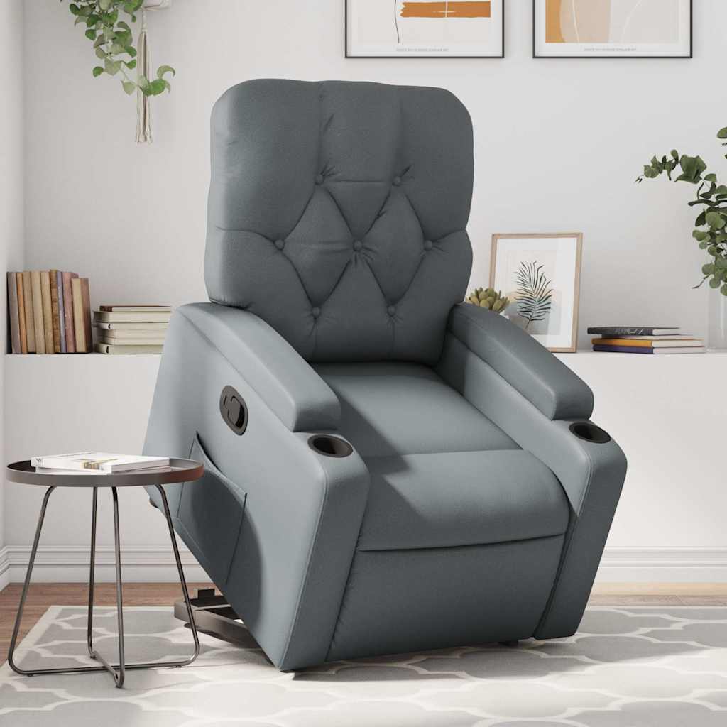 Poltrona Alzapersona Reclinabile Grigio in Similpelle | homemem39