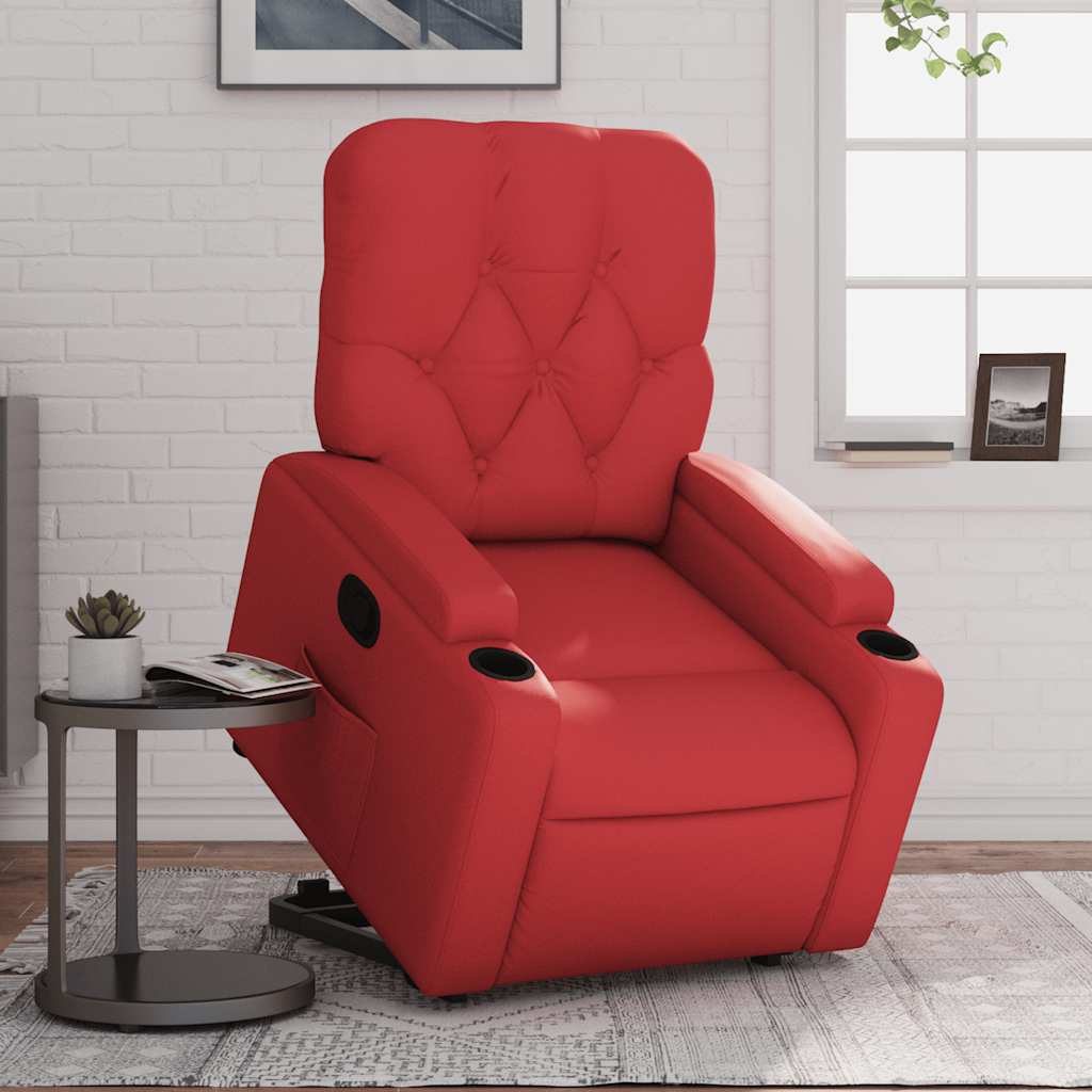 Poltrona Alzapersona Reclinabile Rosso in Similpelle | homemem39