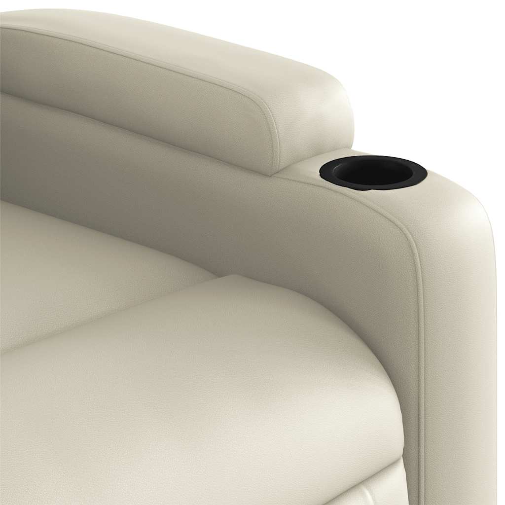 Poltrona Alzapersona Reclinabile Massaggio Crema Similpelle | homemem39