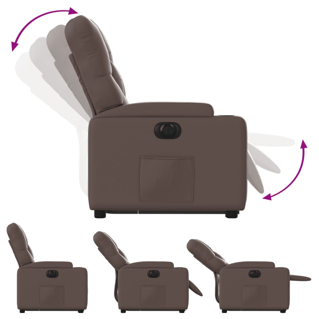 Poltrona Alzapersona Reclinabile Marrone in Similpelle - homemem39