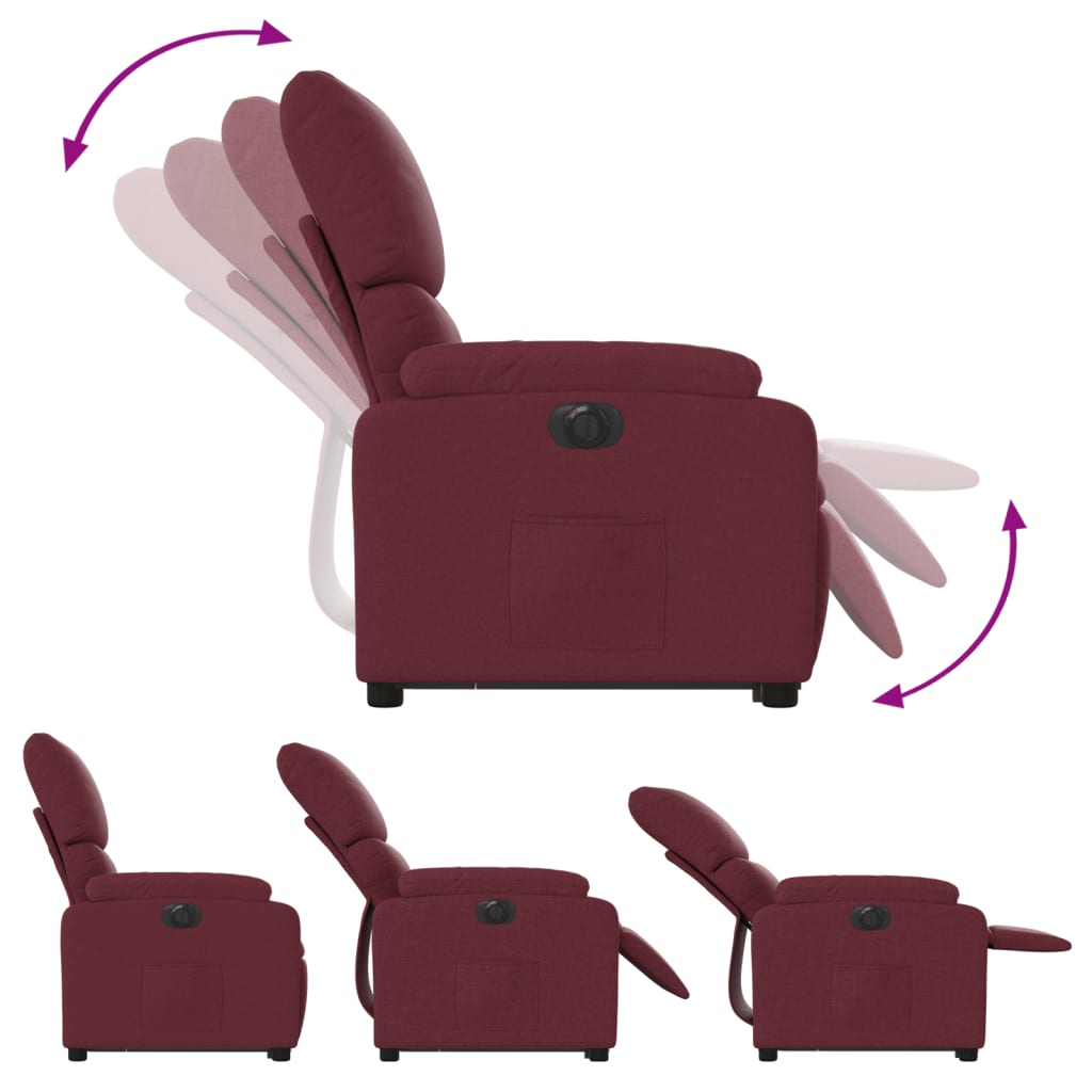 Poltrona Alzapersona Reclinabile Elettrica Rosso Vino Tessuto | homemem39