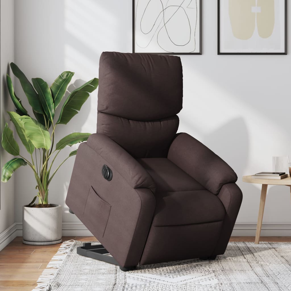 Poltrona Alzapersona Reclinante Elettrica Marrone Scuro Tessuto | homemem39