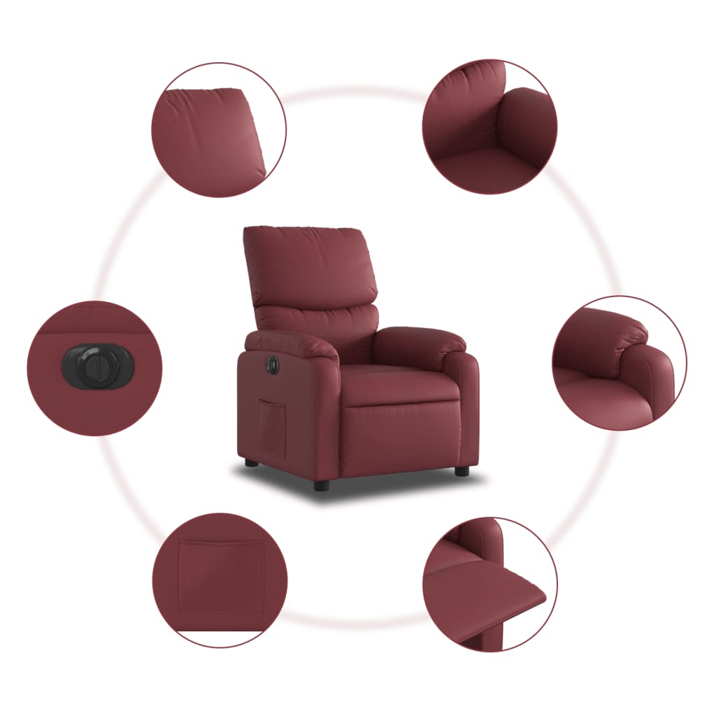 Poltrona Reclinabile Elettrica Rosso Vino in Similpelle | homemem39