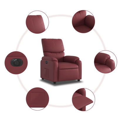 Poltrona Reclinabile Elettrica Rosso Vino in Similpelle | homemem39