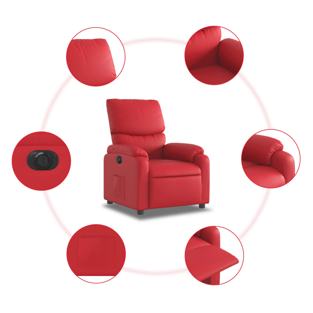 Poltrona Reclinabile Elettrica Rossa in Similpelle | homemem39
