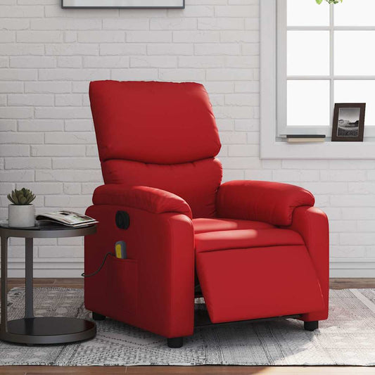Poltrona Massaggio Elettrica Reclinabile Rosso Similpelle | homemem39