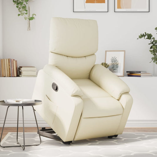 Poltrona Alzapersona Reclinabile Crema in Similpelle | homemem39