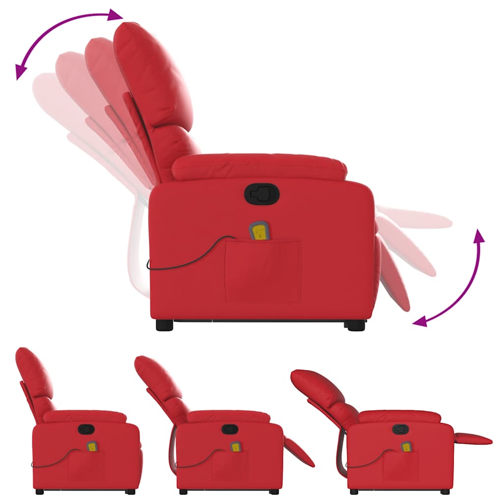 Poltrona Alzapersona Reclinabile Massaggio Rosso in Similpelle | homemem39