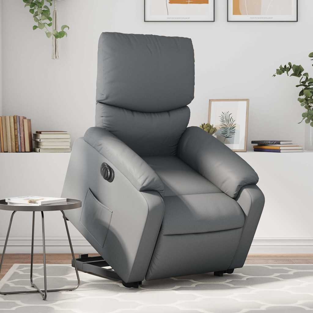 Poltrona Alzapersona Reclinabile Grigio in Similpelle | homemem39