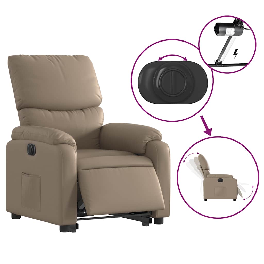Poltrona Alzapersona Reclinante Elettrica Cappuccino Similpelle | homemem39