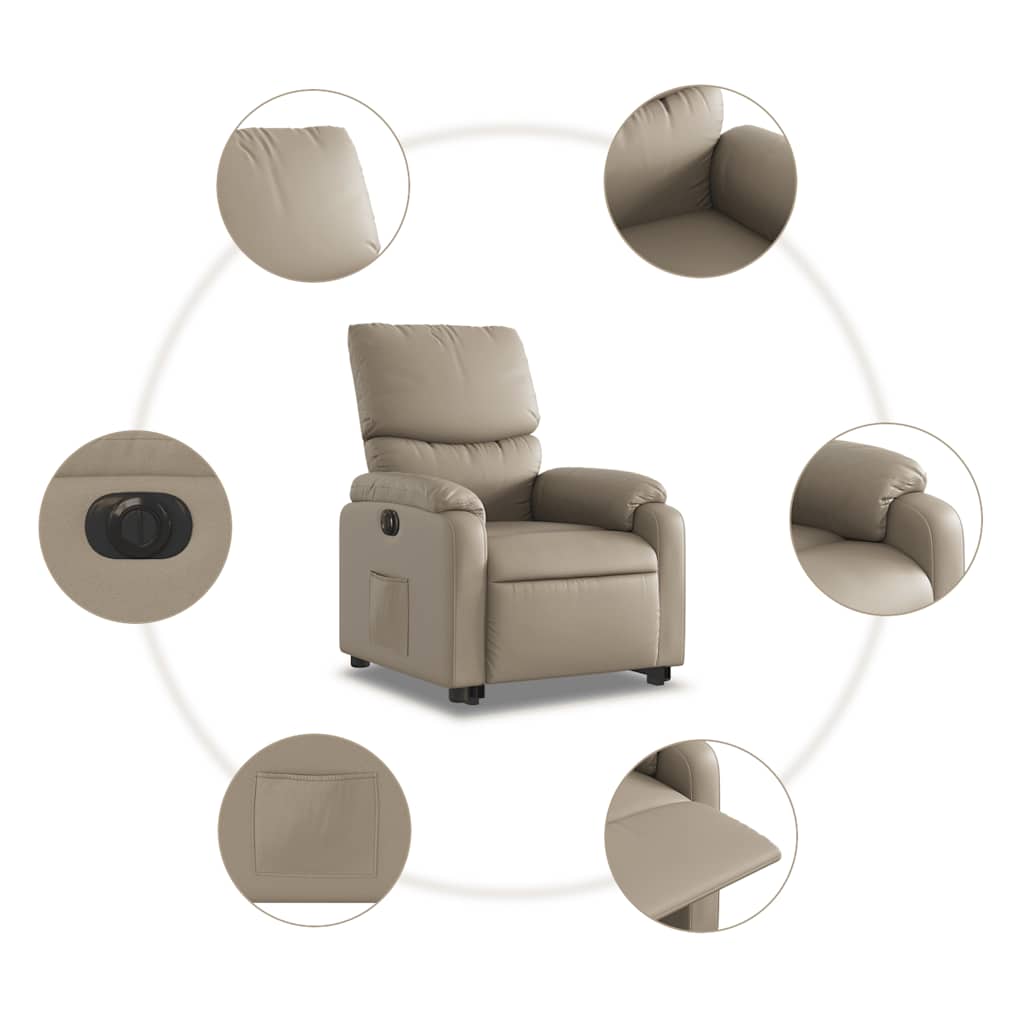 Poltrona Alzapersona Reclinante Elettrica Cappuccino Similpelle | homemem39