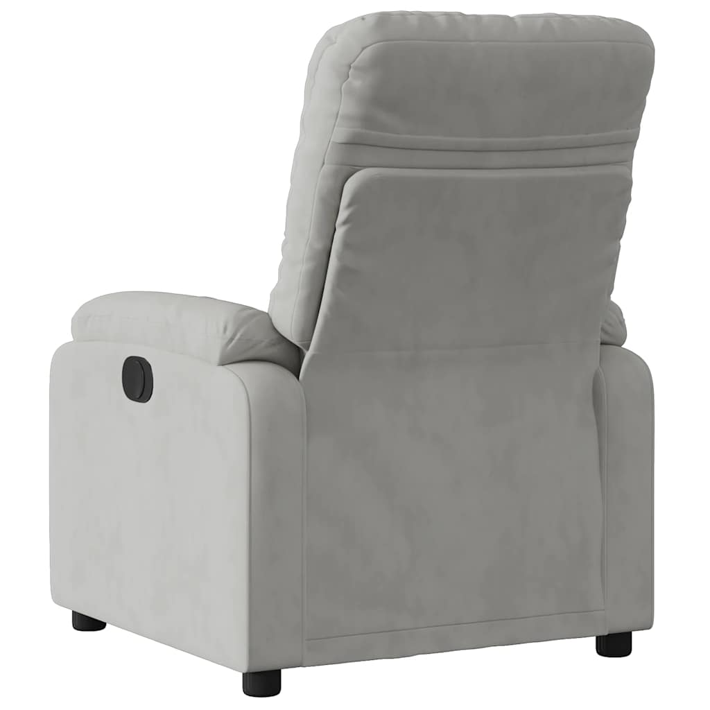 Poltrona Reclinabile Elettrica Grigio Chiaro Tessuto Microfibra