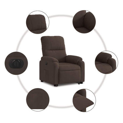 Poltrona Alzapersona Reclinabile Elettrica Marrone Microfibra | homemem39
