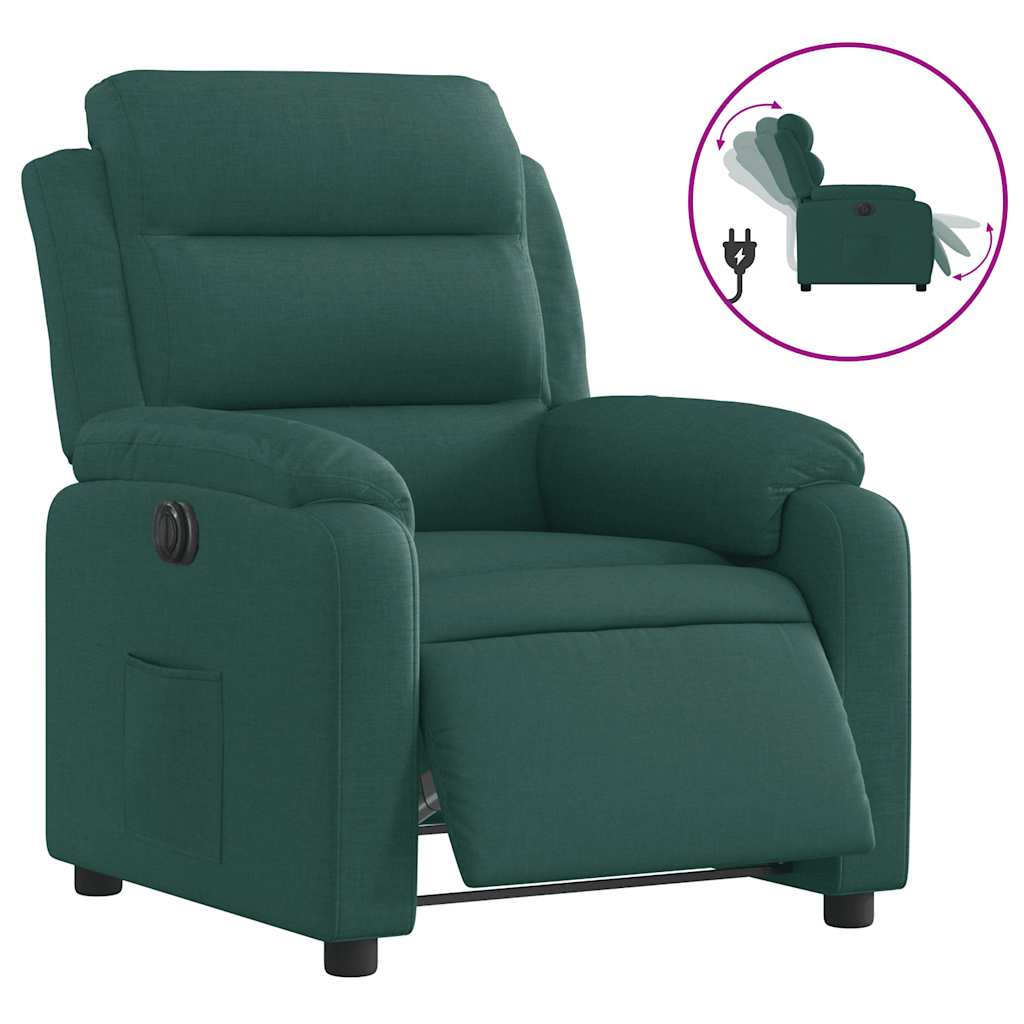 Poltrona Elettrica Reclinabile Verde Scuro in Tessuto | homemem39